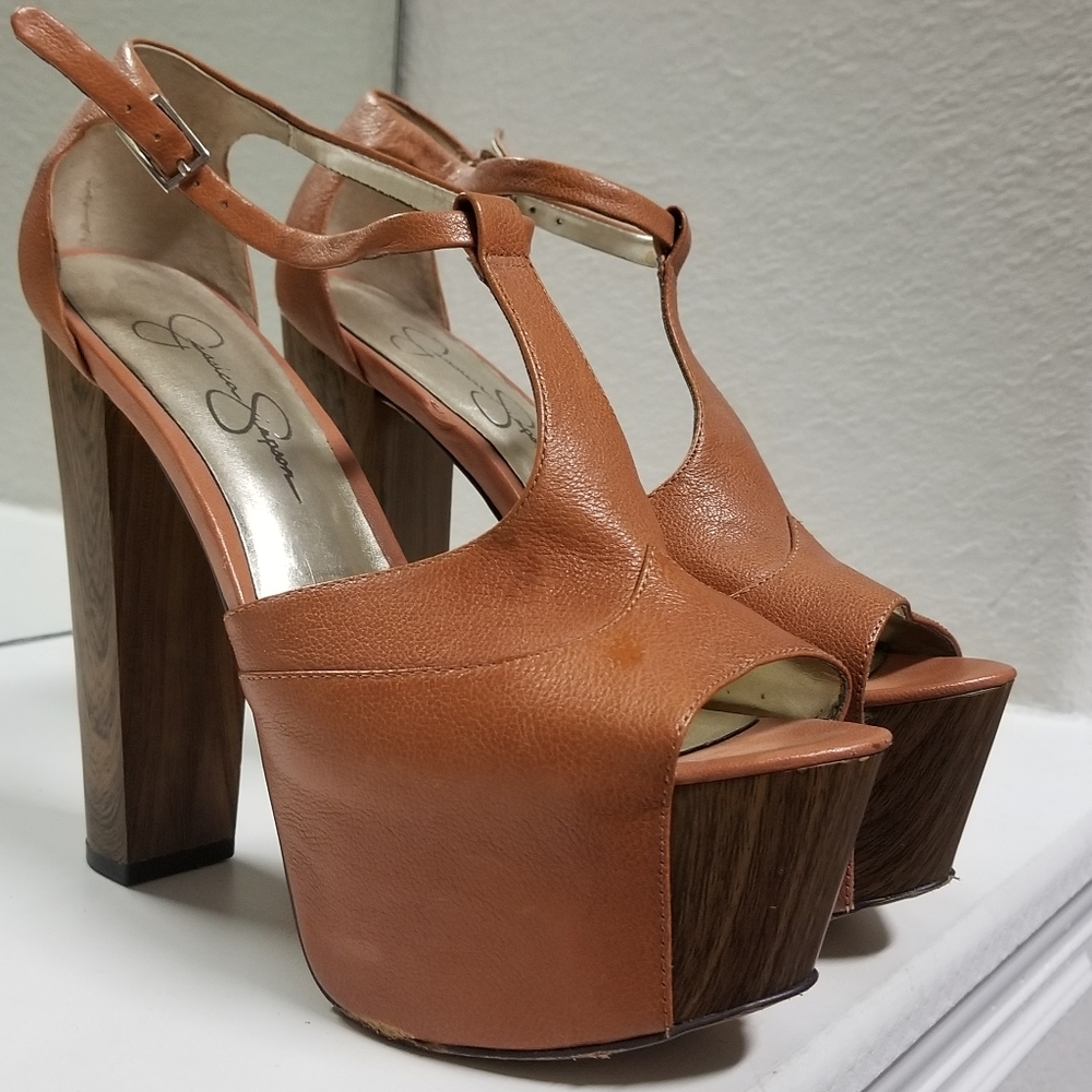 Jessica Simpson Platform Heel Shoes Whiskey Sz 8